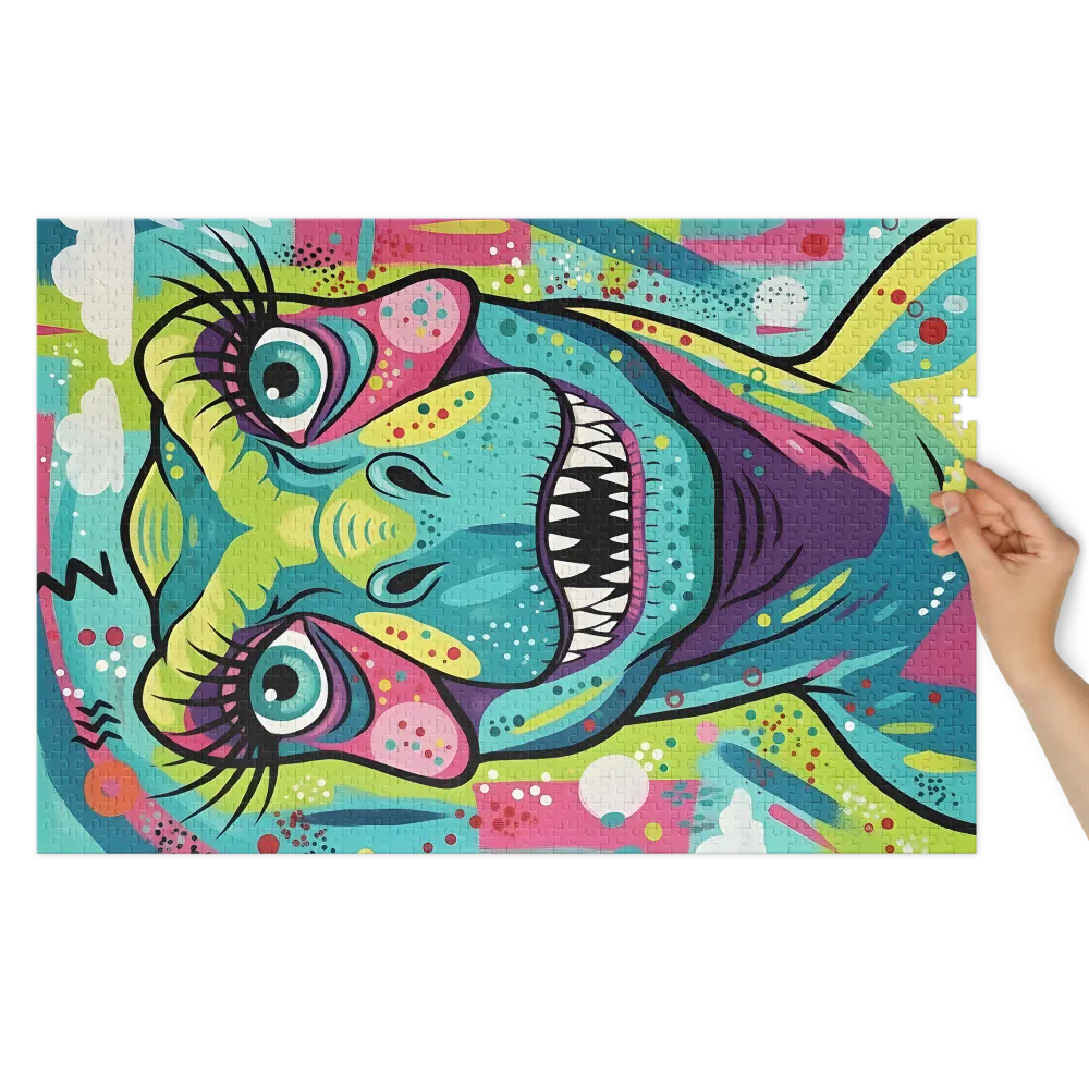 Neon Dino Portrait | Jigsaw Puzzles