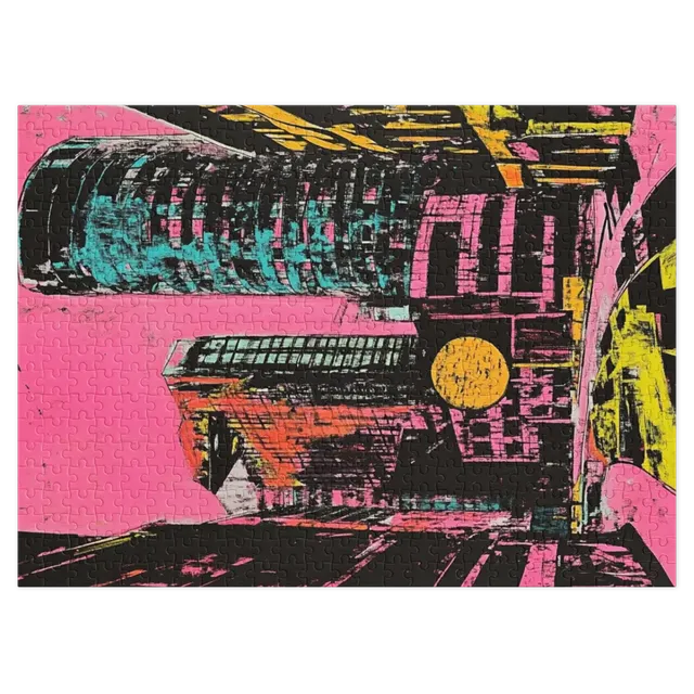 Vibrant Cityscape in Pink | Jigsaw Puzzle (252/520 pieces)