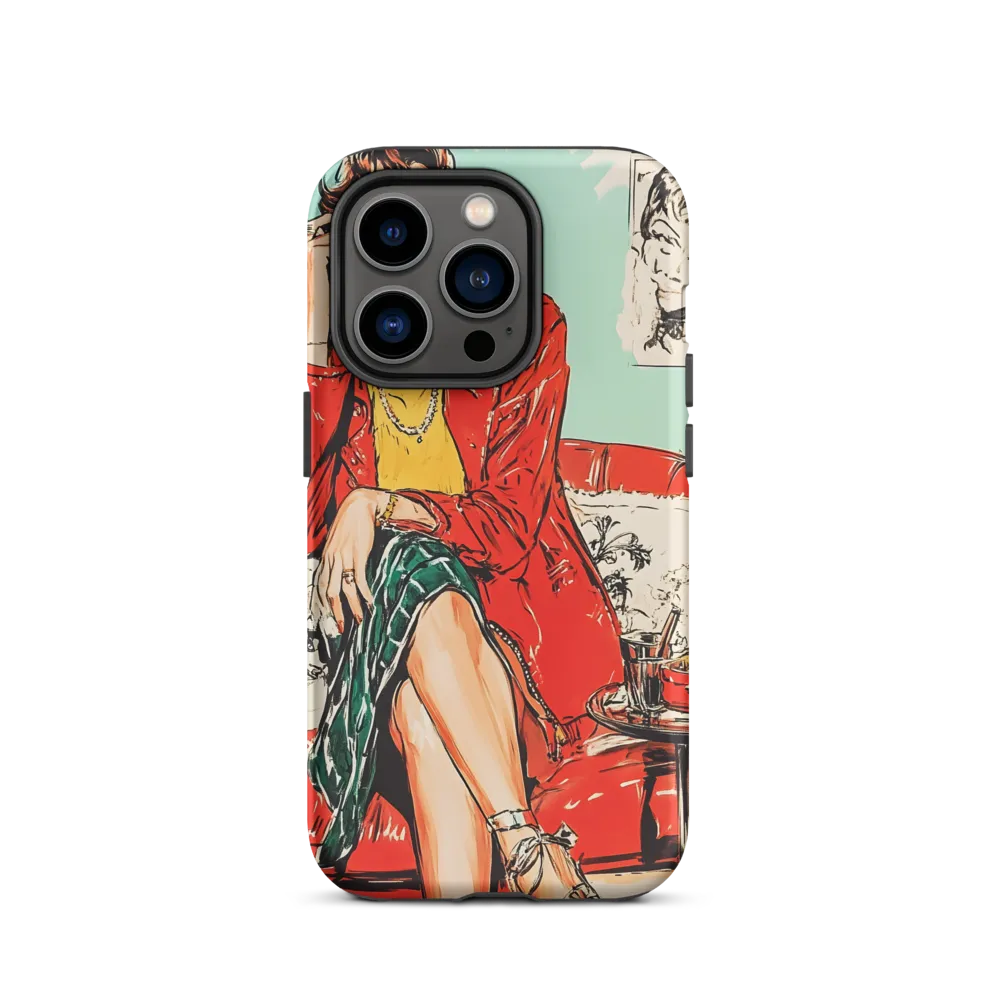Stylish Woman in Red Sofa | Phone Case