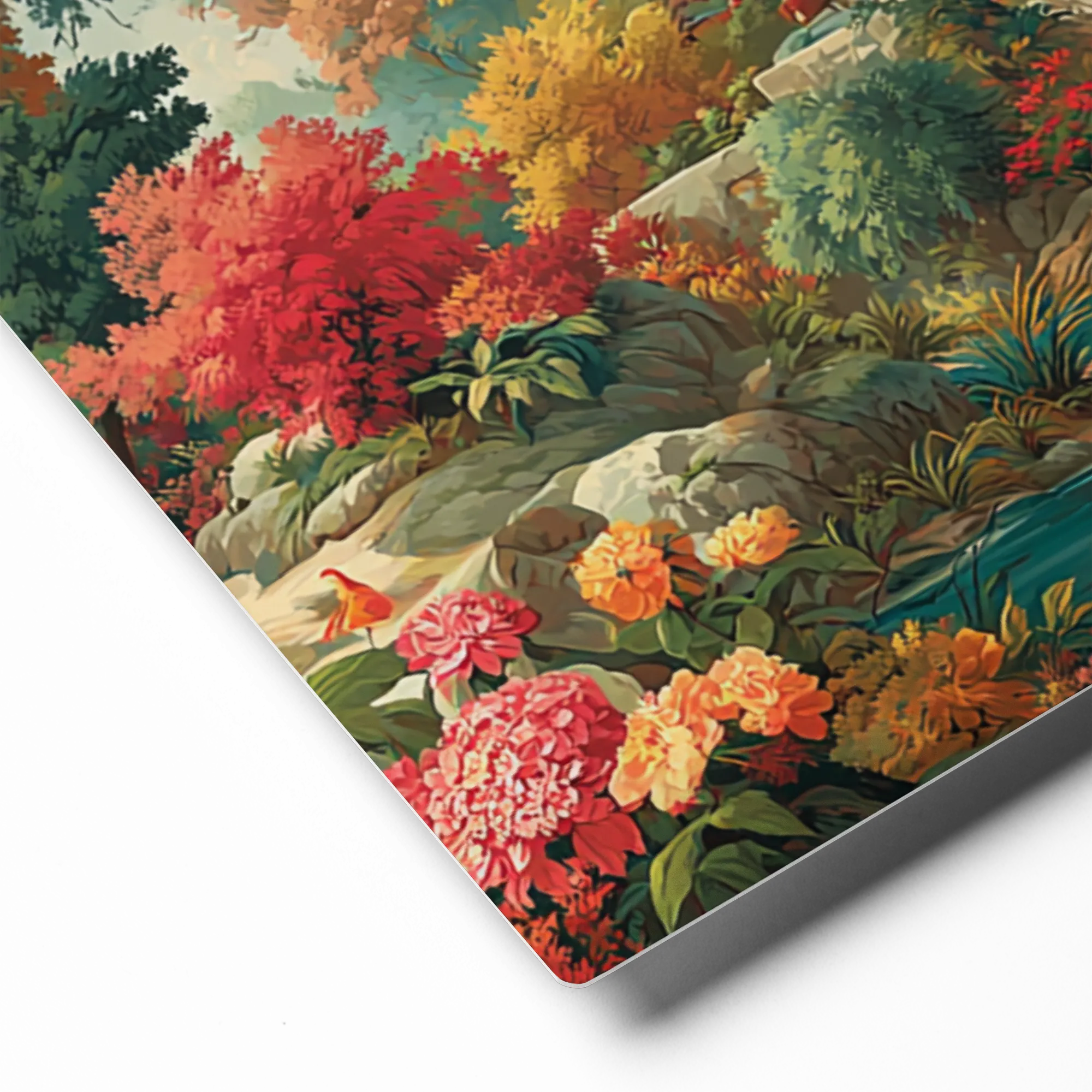 Autumn River Bridge 
 Canvas with White Frame