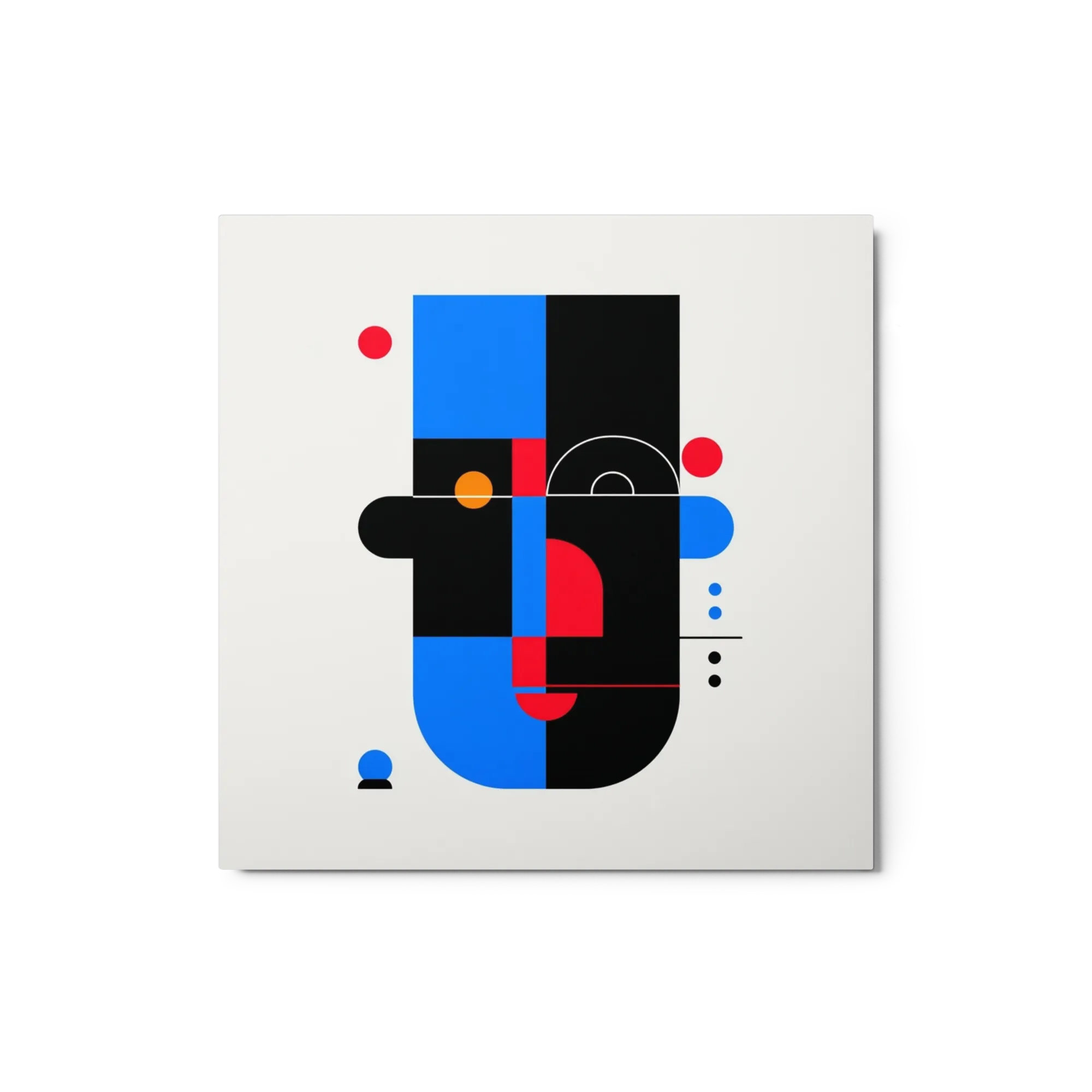 Geometric Portrait in Blue and Black