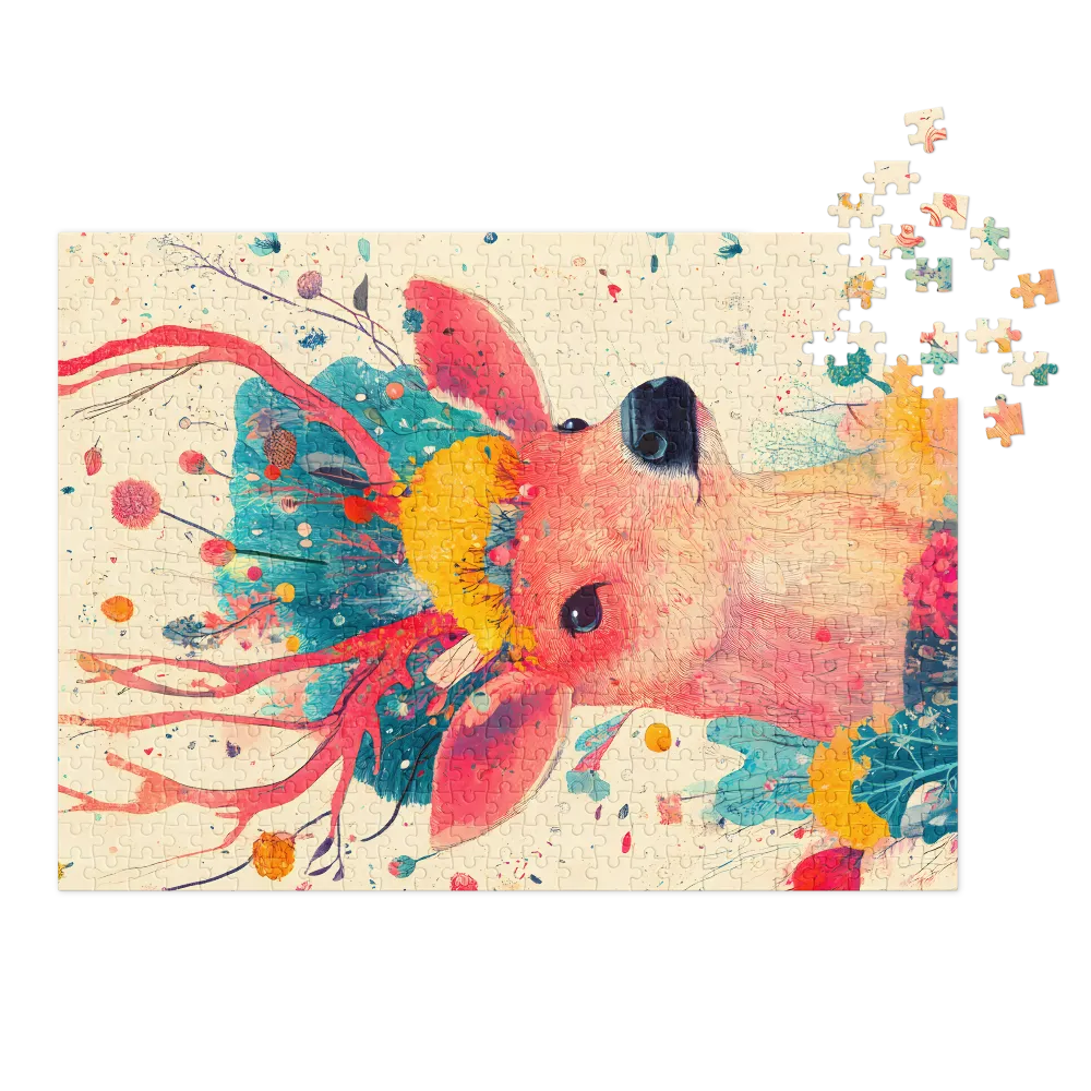 Surreal Deer with Floral Crown