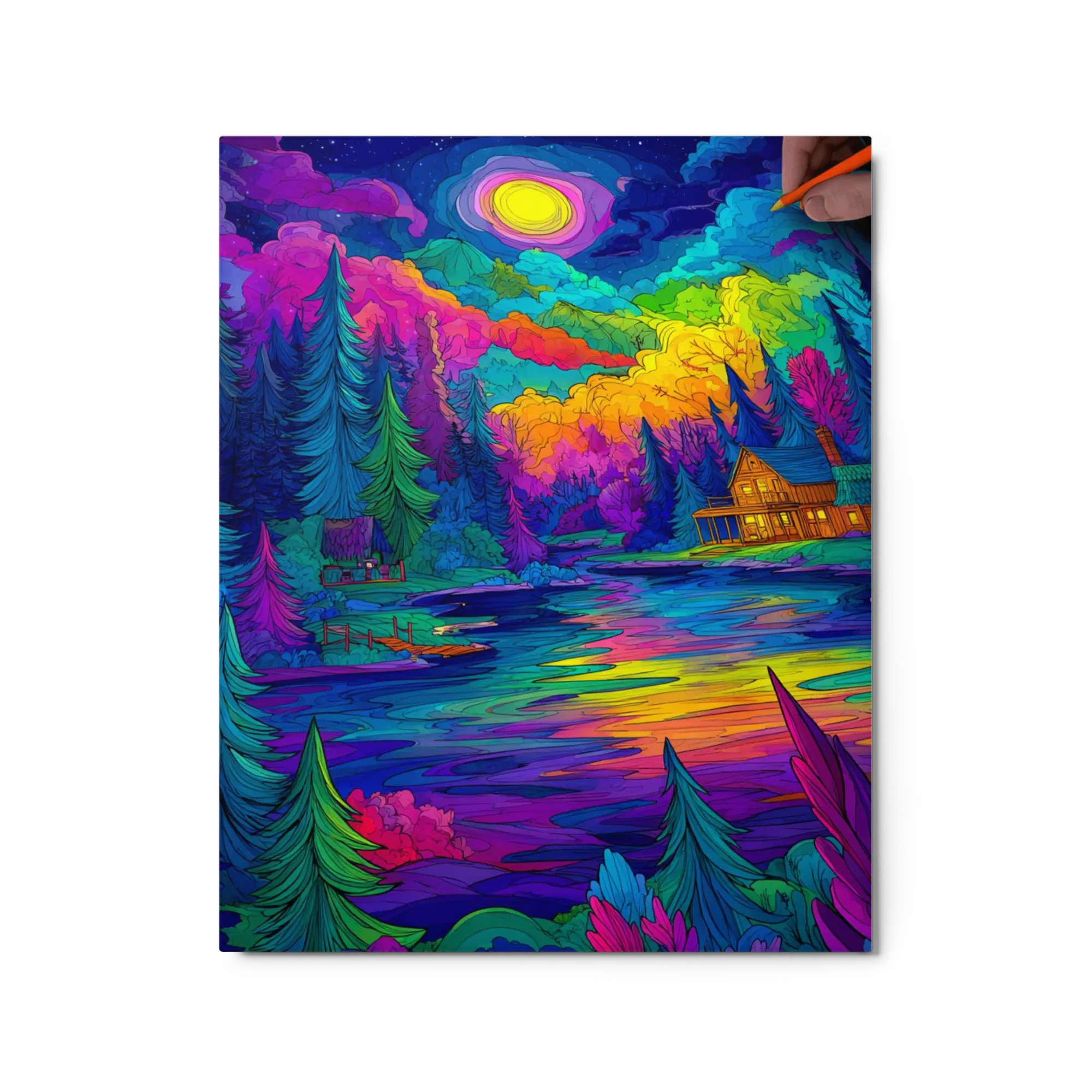 Neon Wilderness Sanctuary 
 Canvas with Black Frame