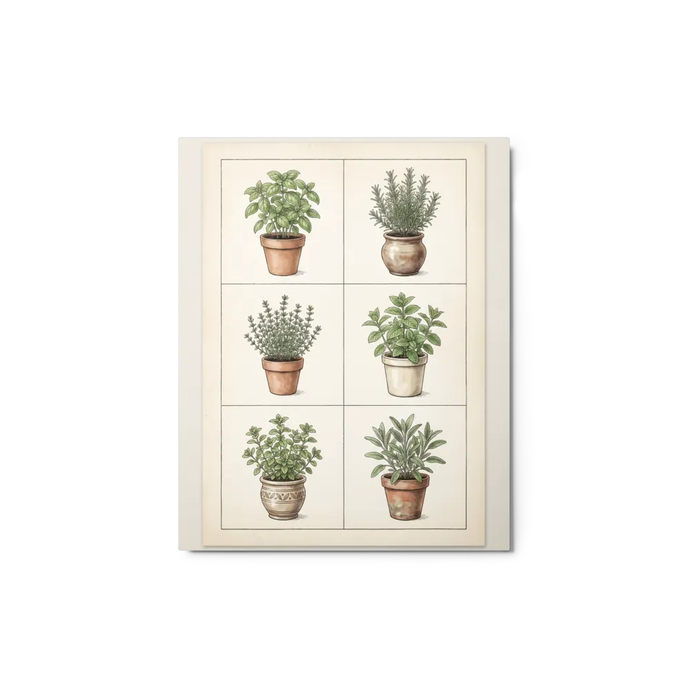 Potted Herb Botanical Study 
 Metal Print | 16″x 20″
