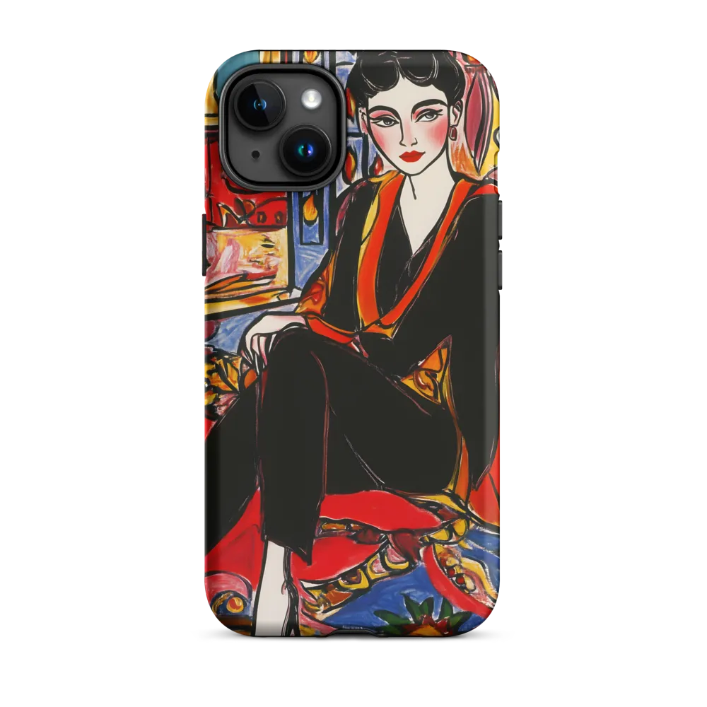 Expressionist Woman in Vibrant Interior | Phone Case