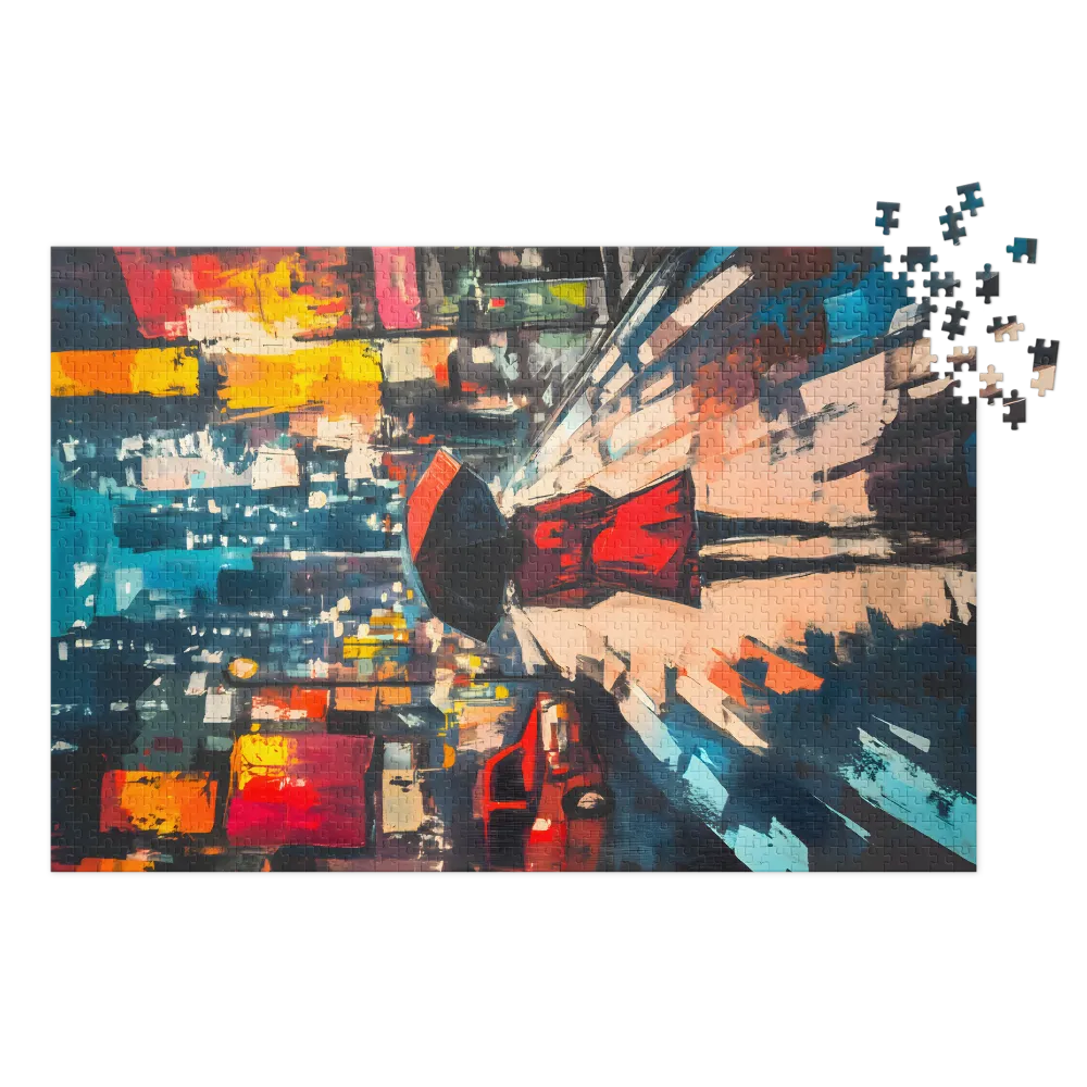 Urban Rain Reflections 
 Jigsaw Puzzle in Tin Box