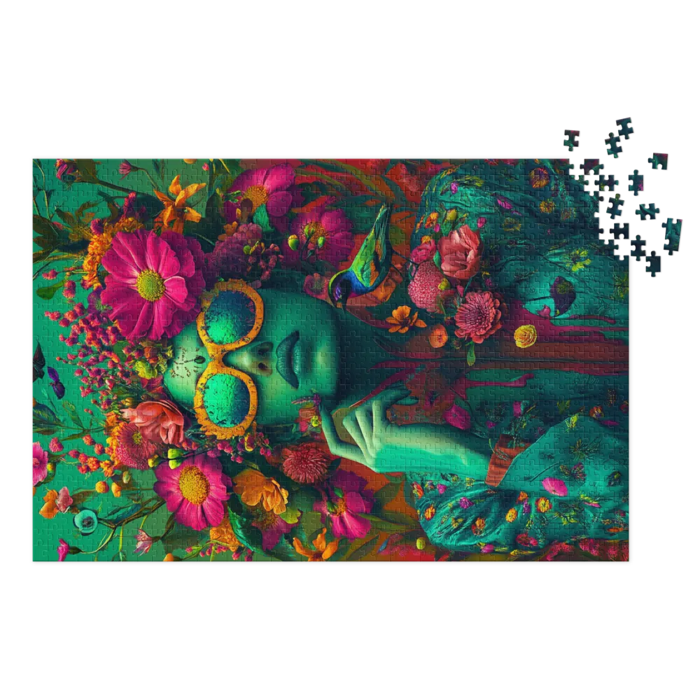 Surreal Floral Woman with Sunglasses