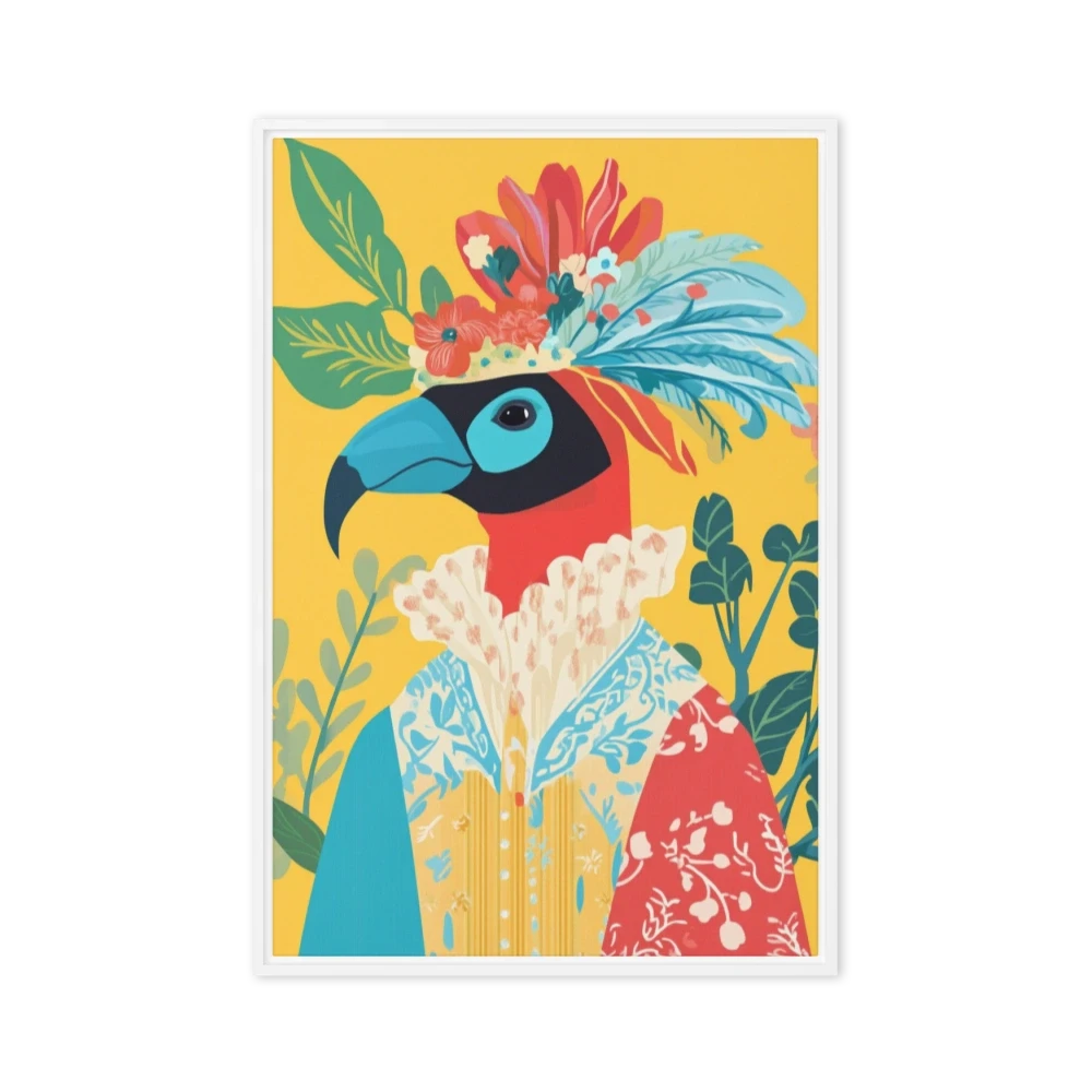 Colorful Bird with Floral Headdress