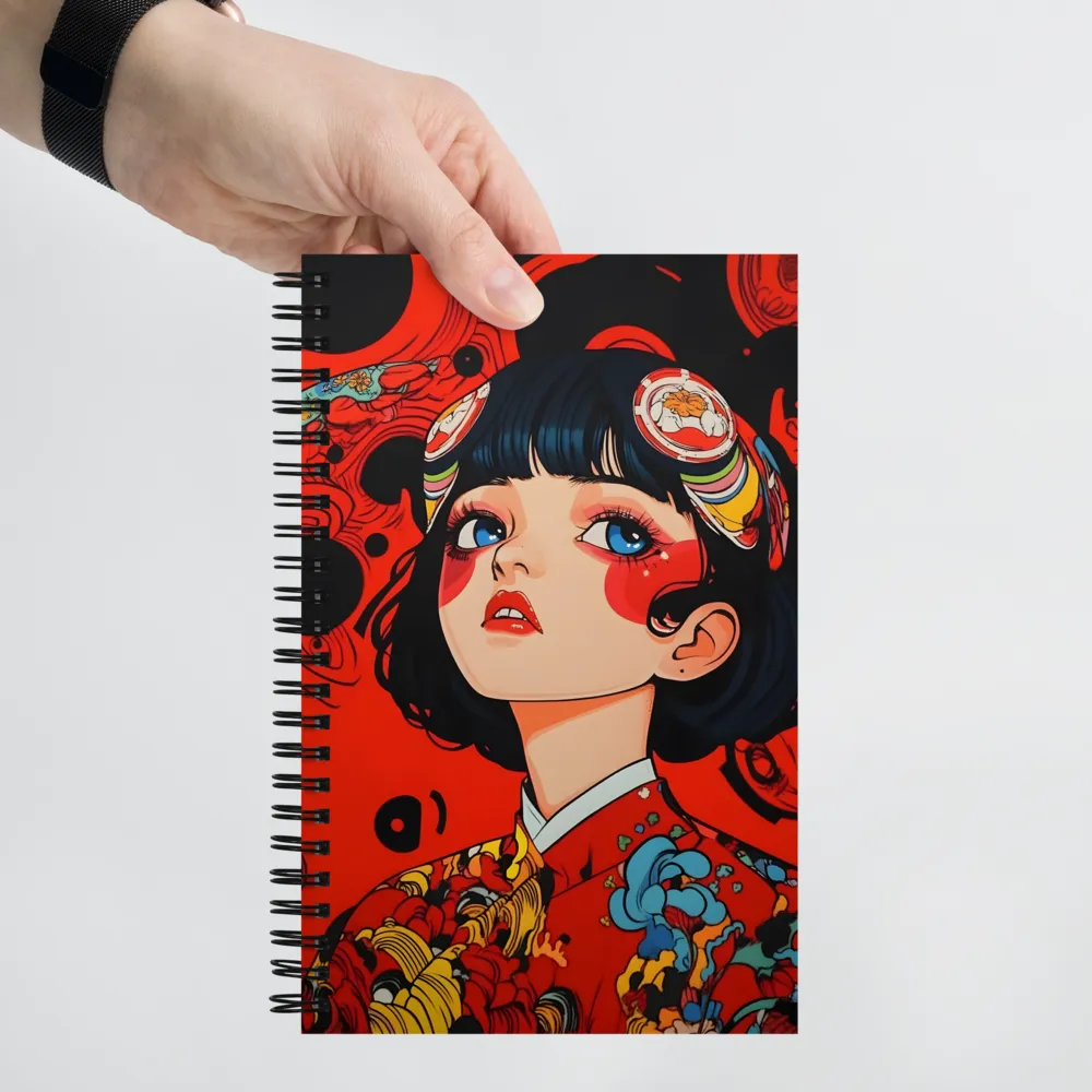 Surreal Neo-Ukiyo-e Portrait 
 Spiral Notebook | 140 pages