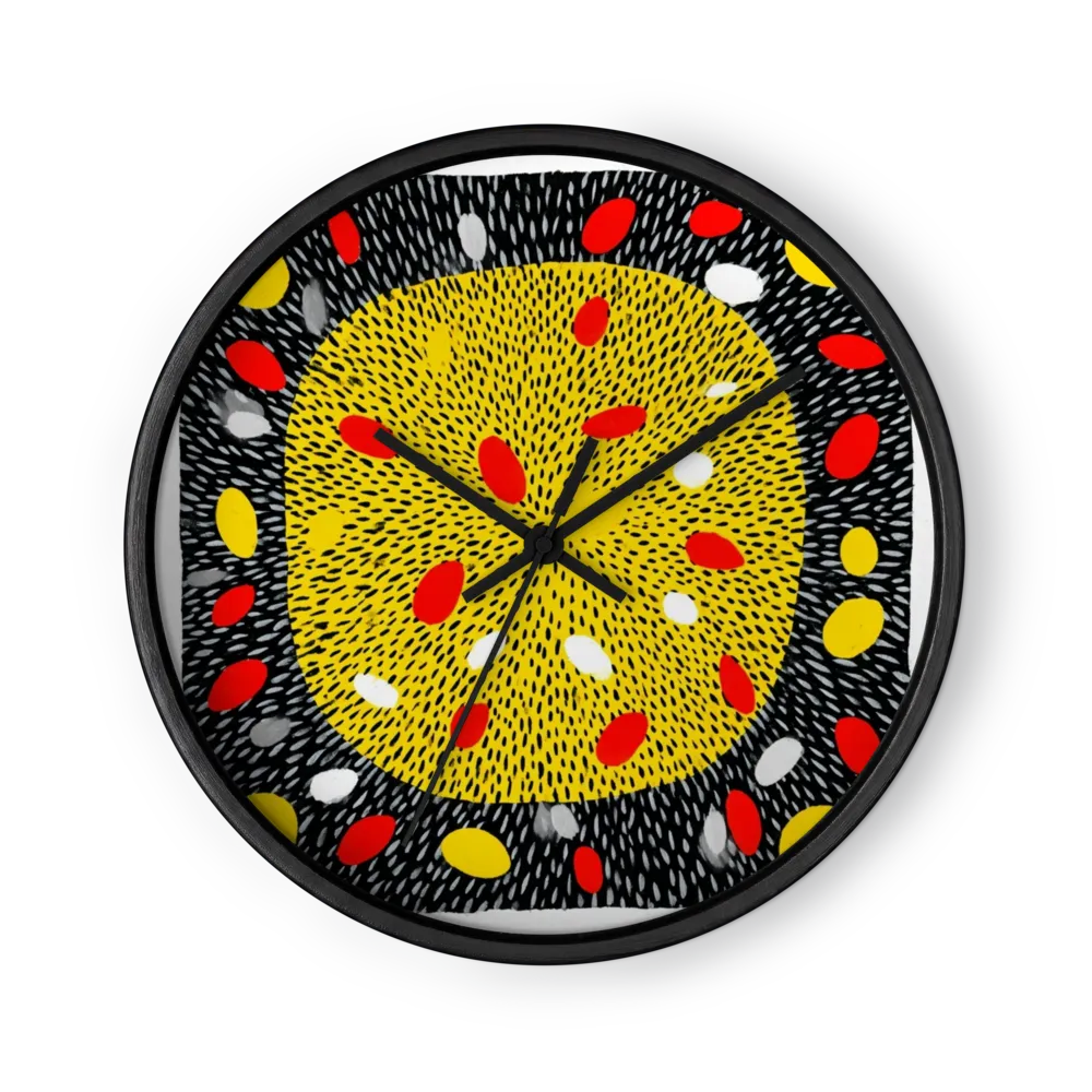Stippled Folk Naivism Wall Clocks — Dots, Dashes, Bold Shapes