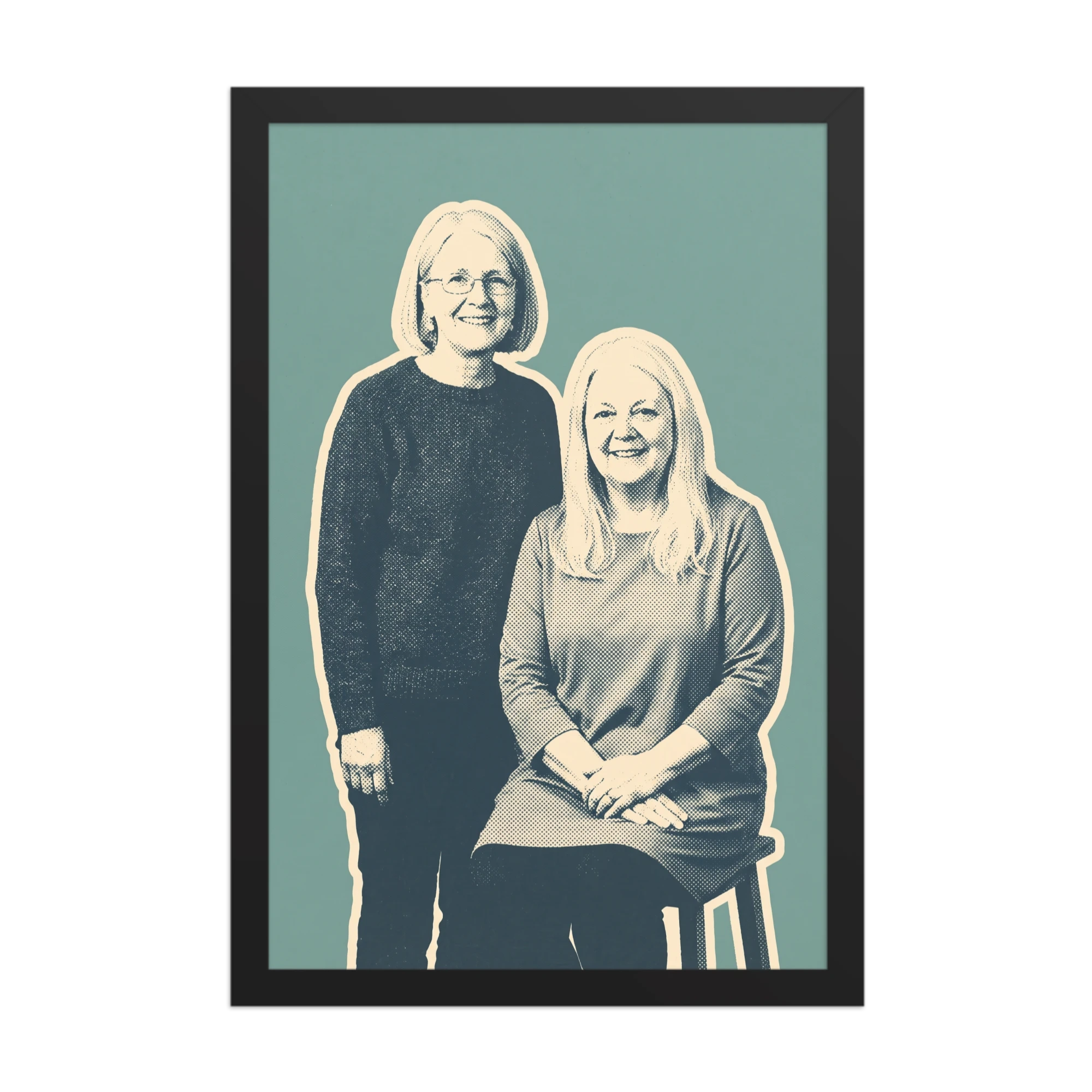 Duotone Screenprint Couple Portrait — example