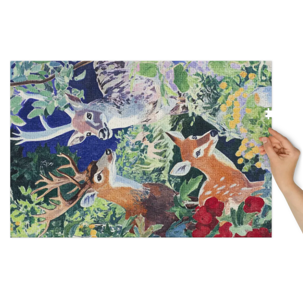 Three Deer in a Lush Landscape | Jigsaw Puzzle (252/520 pieces)
