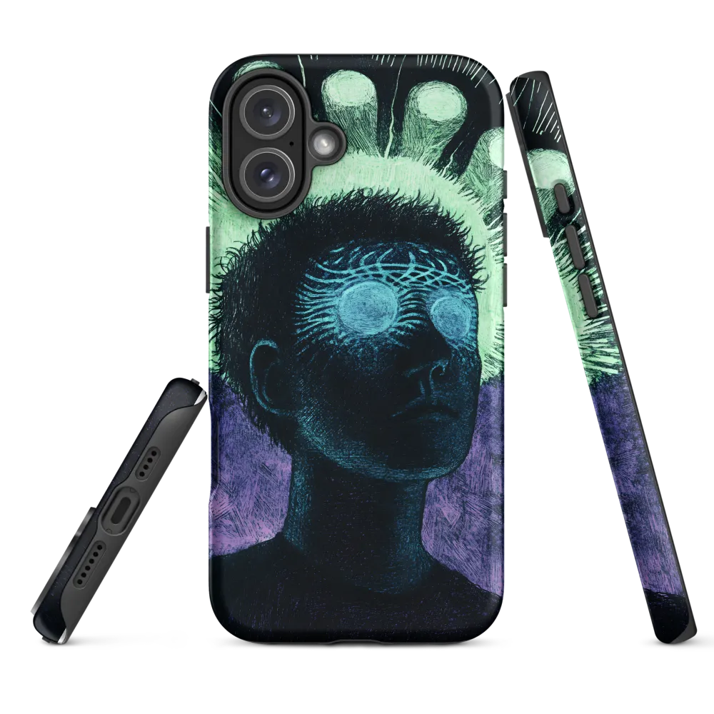Surreal Human Figure with Glowing Eyes