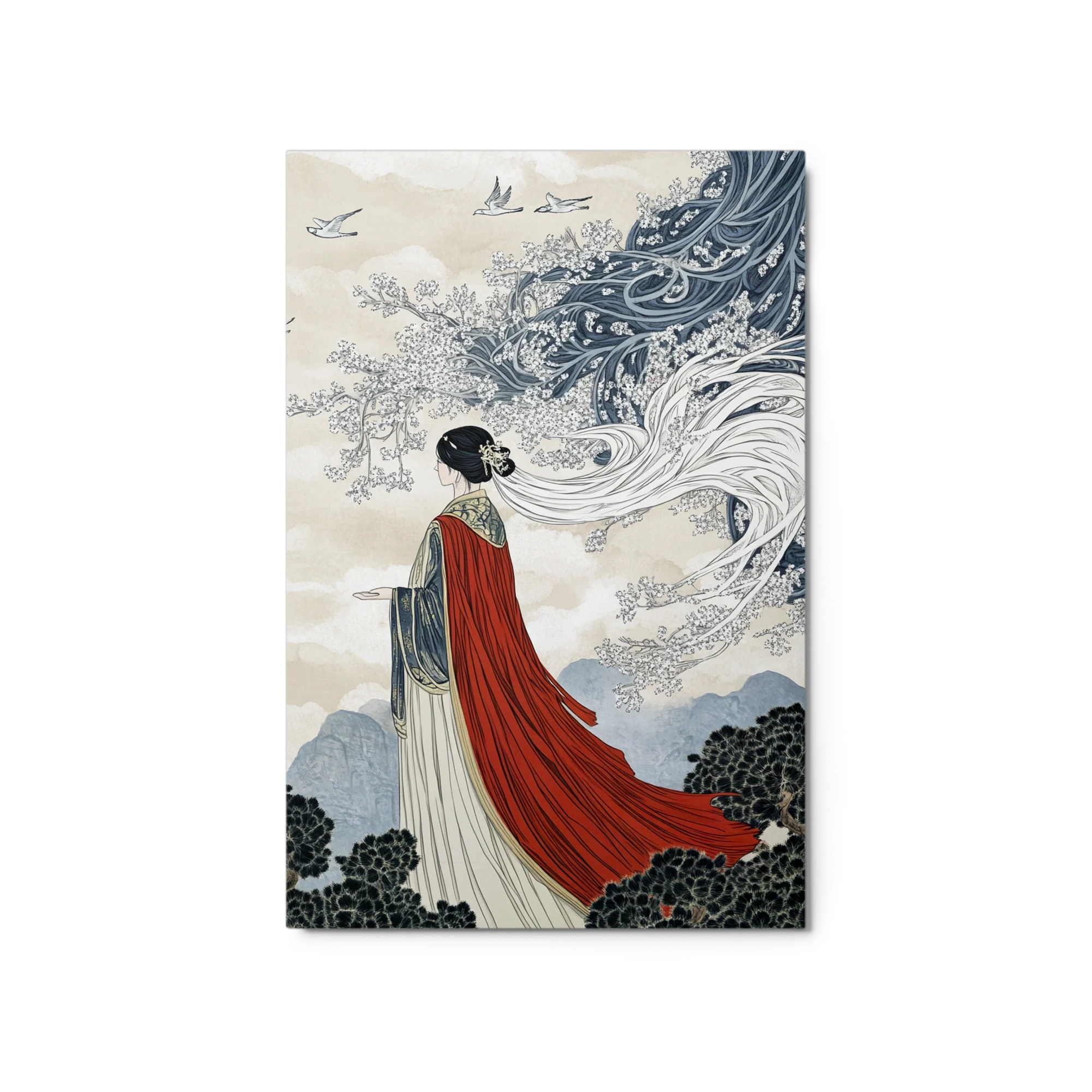 Traditional Woman in Nature Illustration