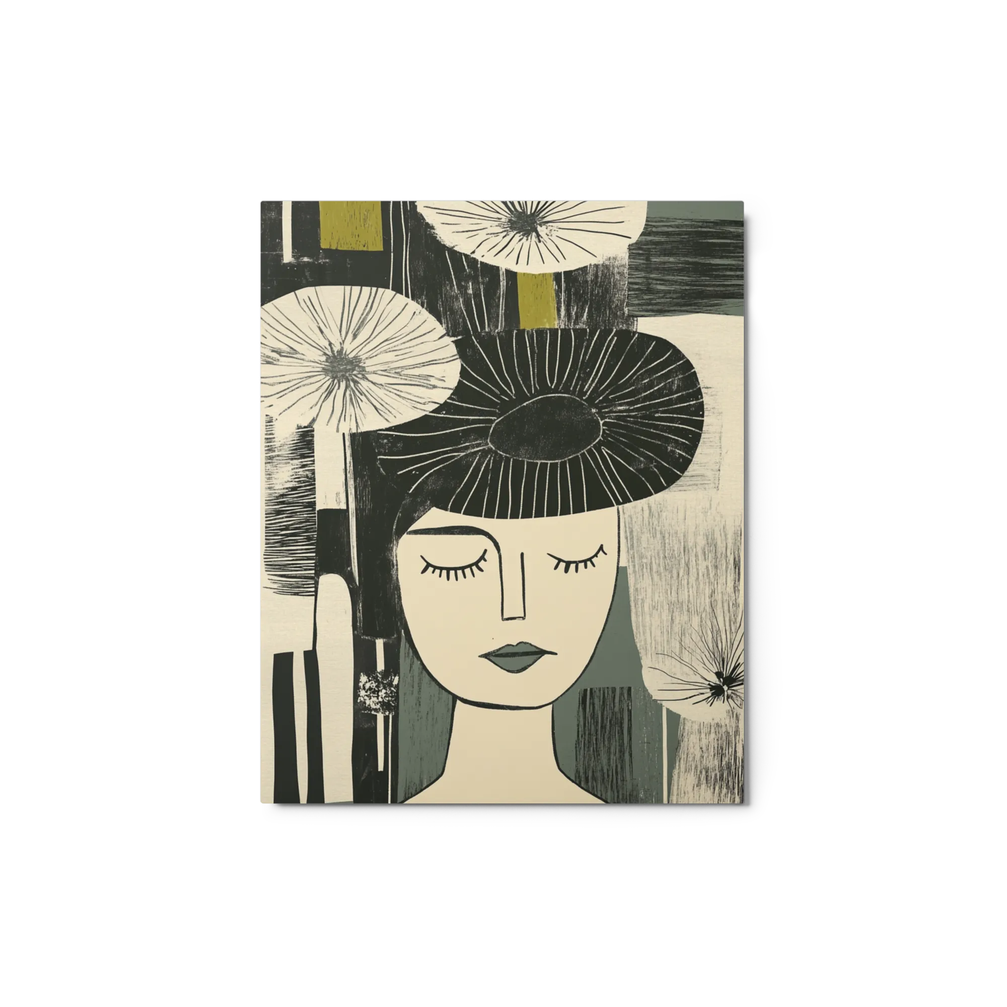 Serene Linocut Portrait