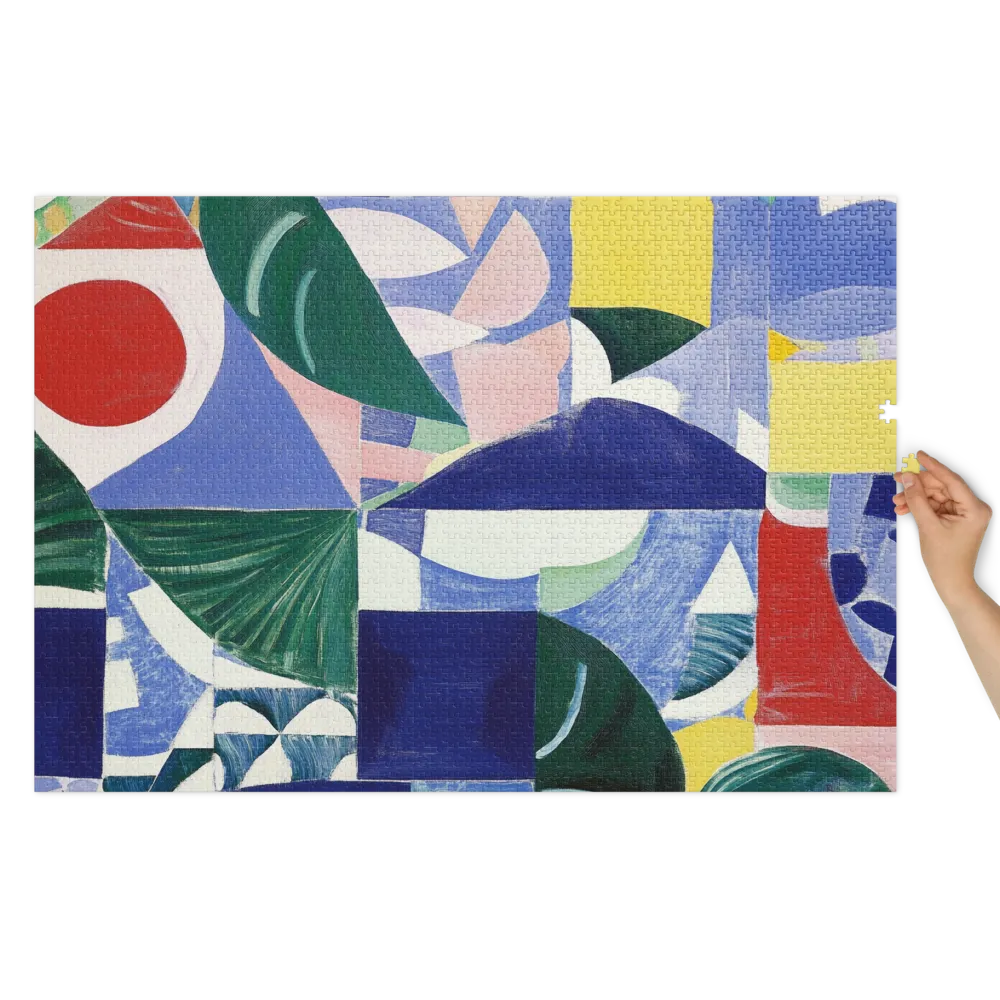 Abstract Geometric Painting with Leaves | Jigsaw Puzzle (252/520 pieces)