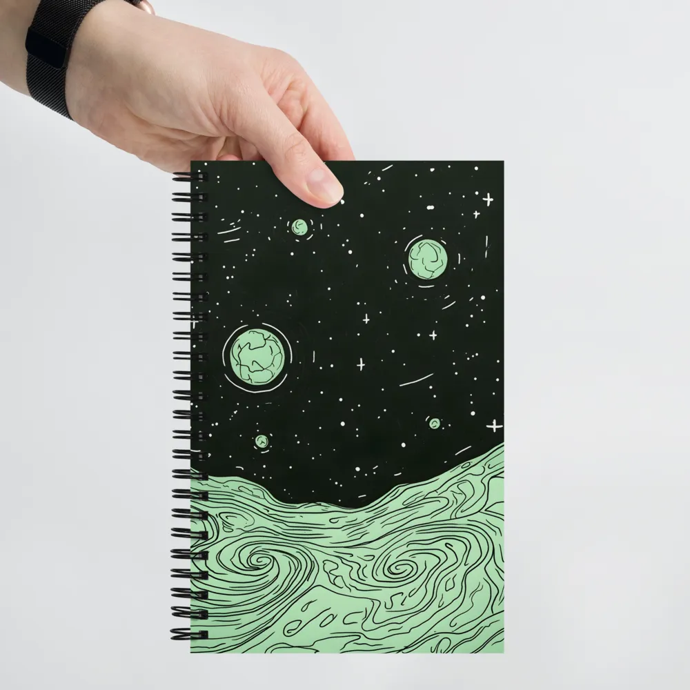 Cosmic Green Swirls 
 Spiral Notebook | 140 pages