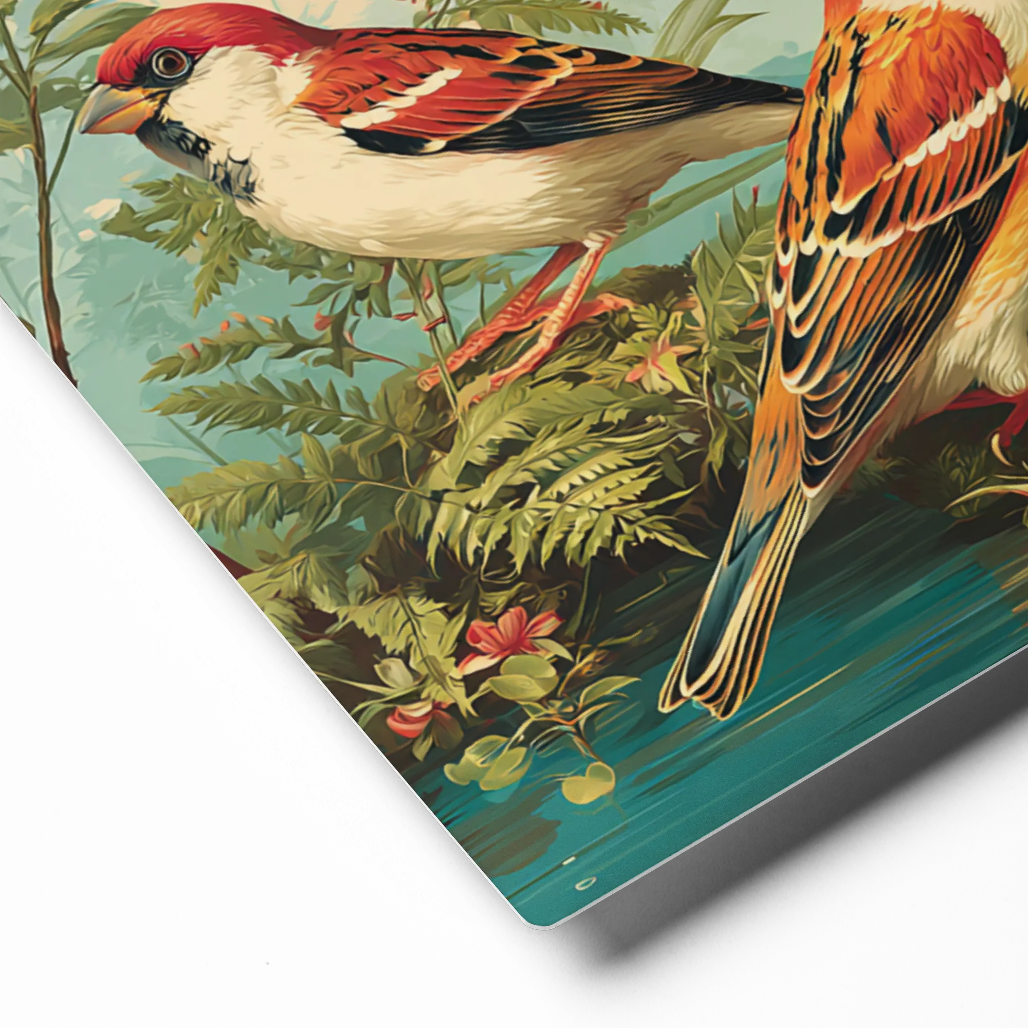 Riverside Songbirds 
 Canvas with White Frame