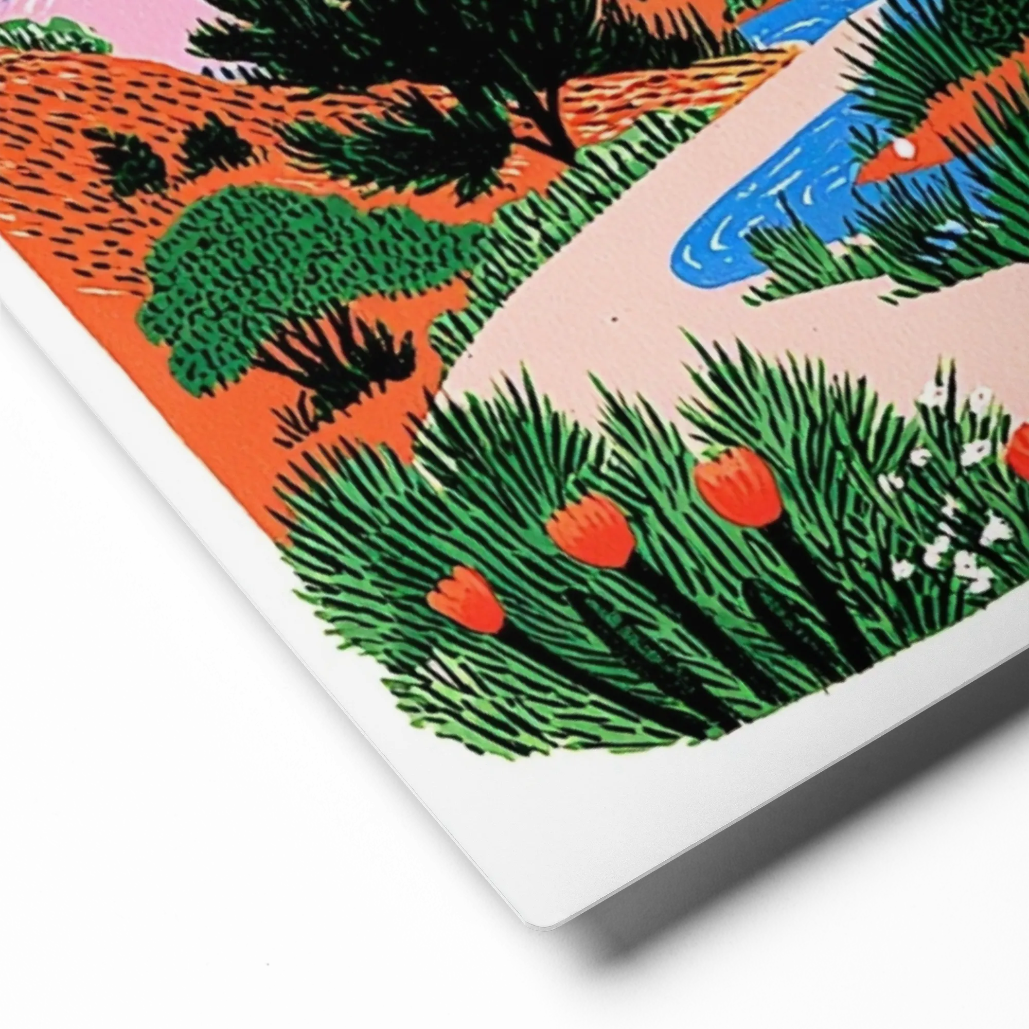 Winding Path to the Peaks 
 Poster with Red oak Frame | 18″x 18″