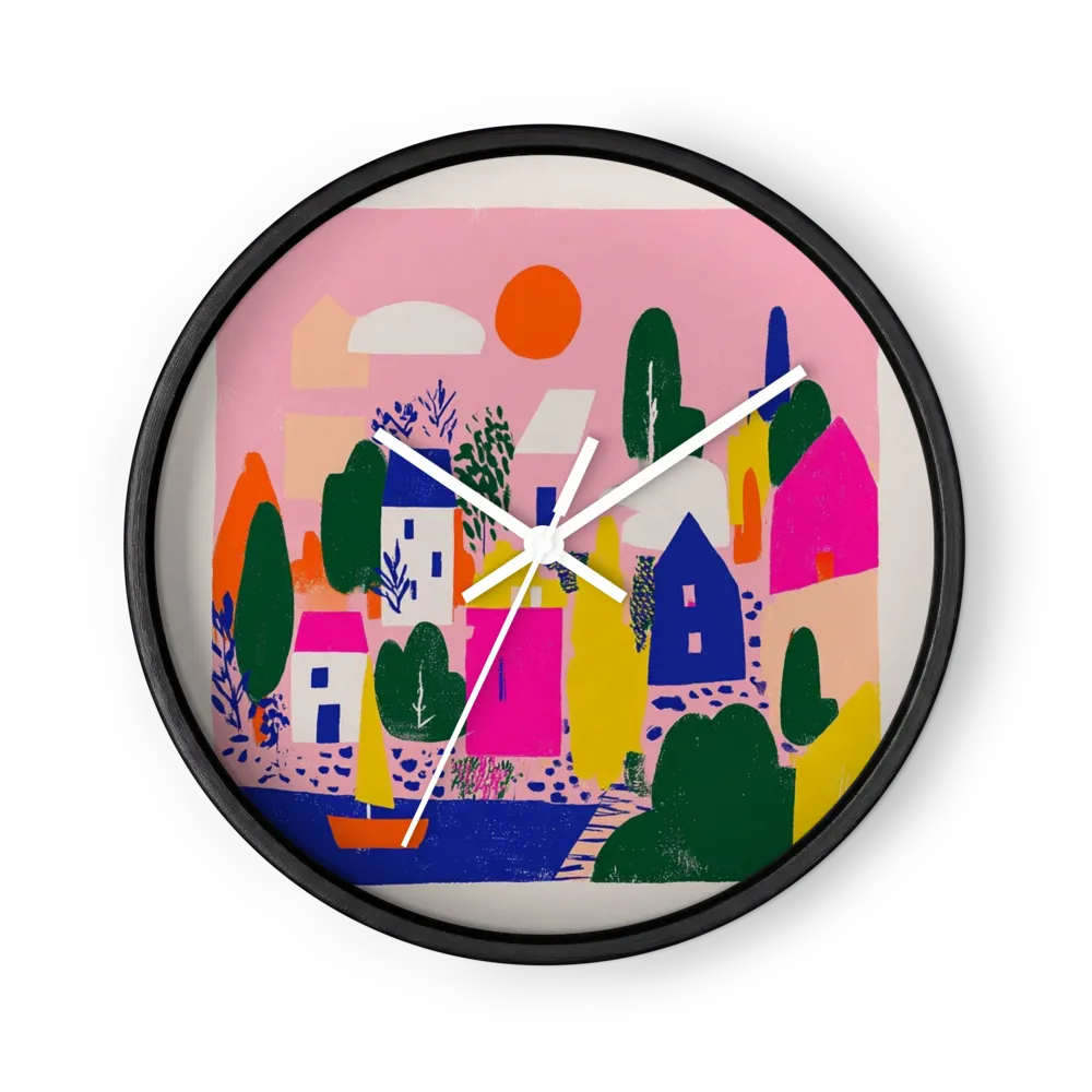 Vibrant Coastal Village | Wall Clock