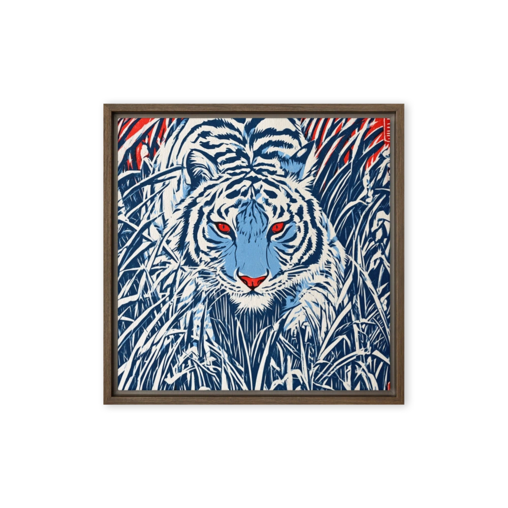 Woodblock revival for quiet study walls — Cobalt and vermilion