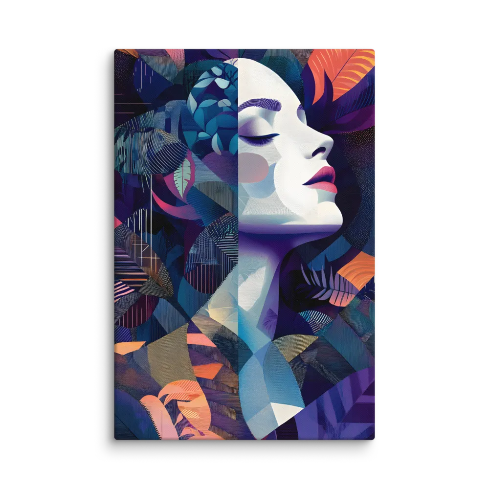 Tropical Flora Portrait 
 Canvas with White Frame