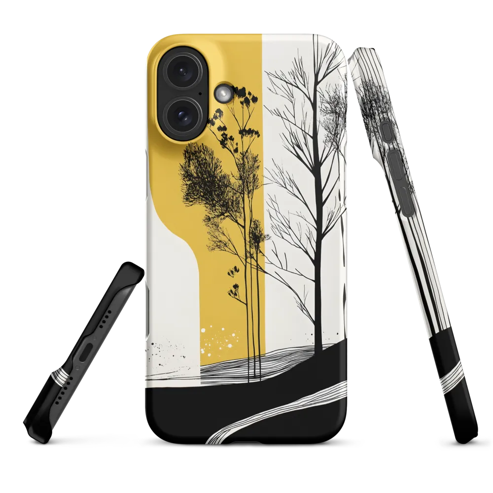 Silhouetted Trees in Yellow | Phone Case