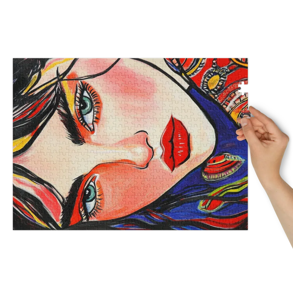 Olhar Pop Art Vibrante 
 Puzzle em caixa de metal
