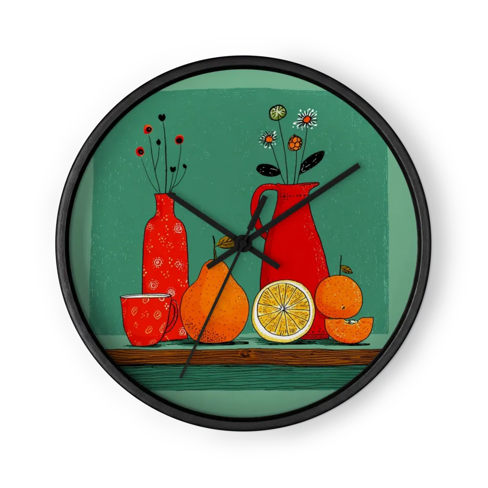 Red Jug and Citrus | Wall Clock