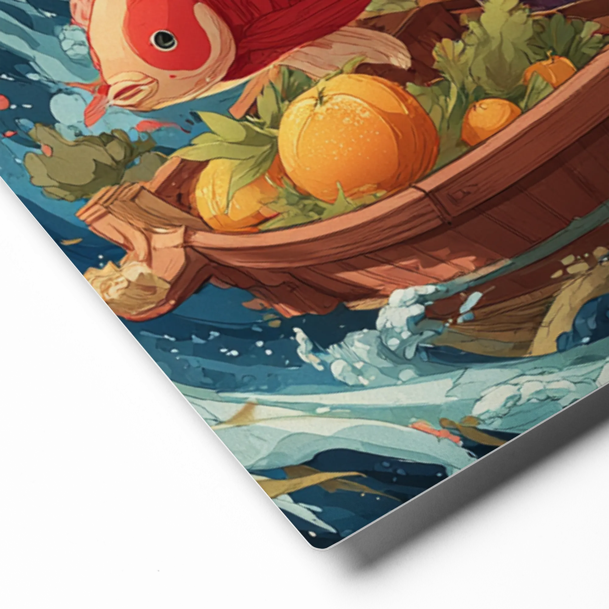 Ocean Goldfish Voyage 
 Poster with White Frame | 16″x 16″