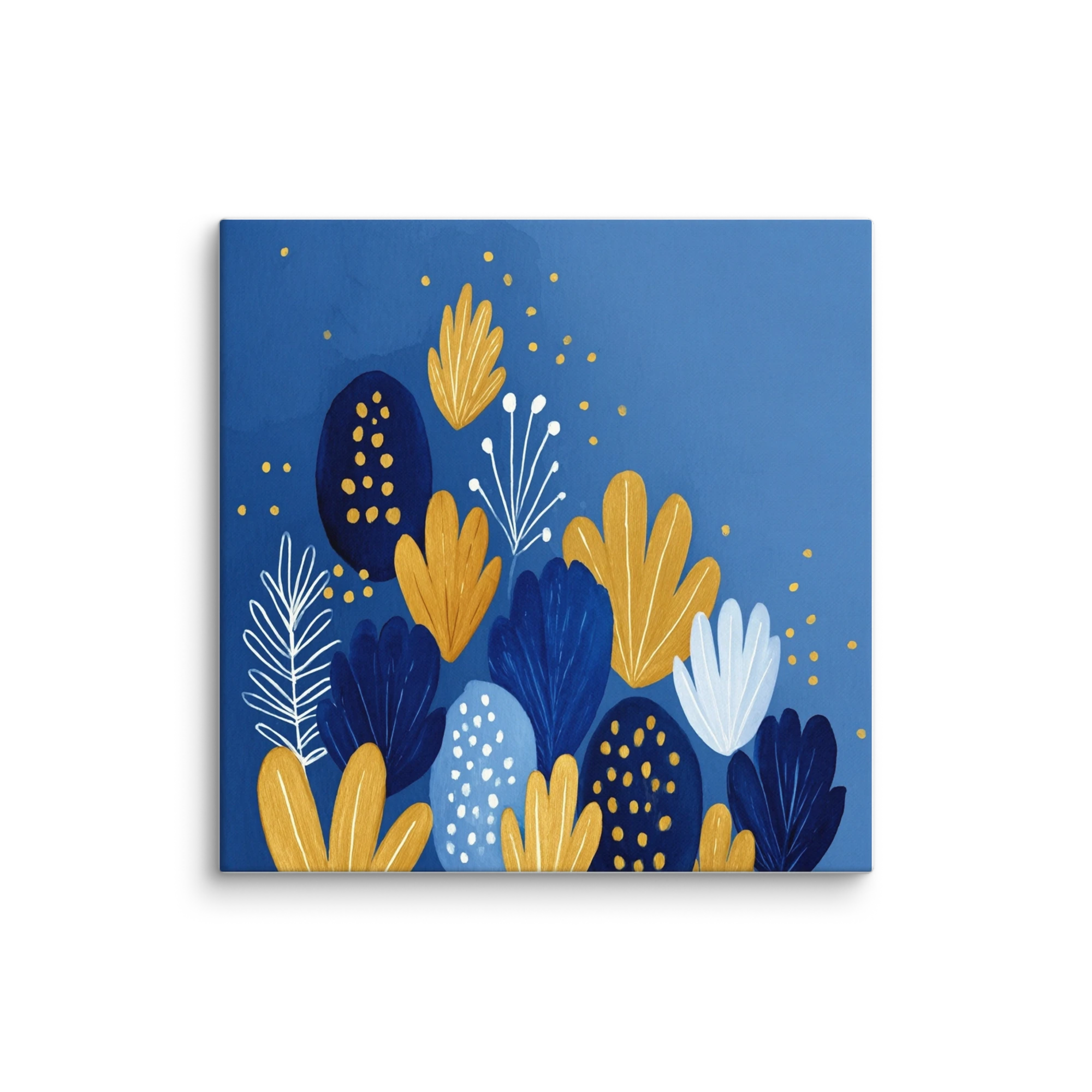 Cobalt & Ochre Folk Wall Art — Seed Heads And Bears