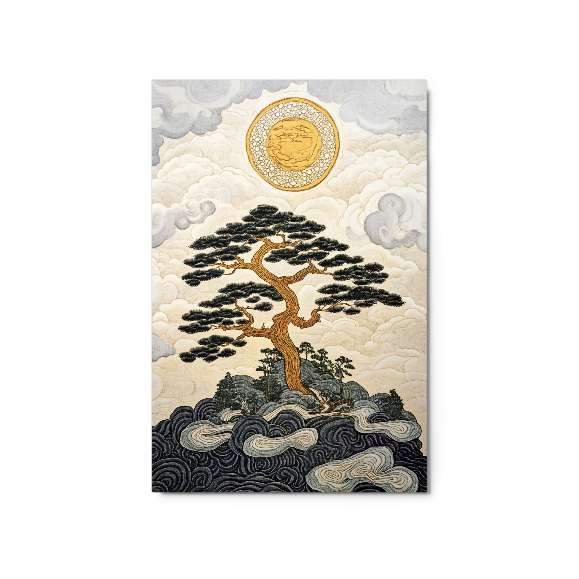 Japanese Tree Landscape with Moon