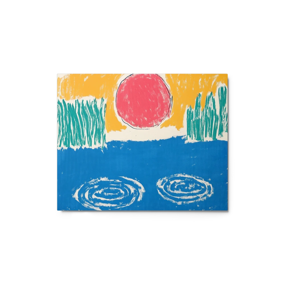 Red Sun over Rippling Water | Art Print