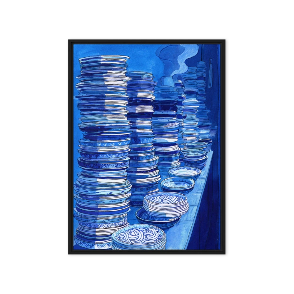 Towering Blue Ceramic Stacks