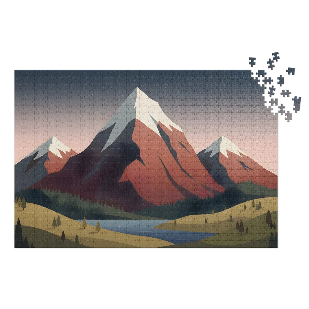 Lago Montanhoso Estrelado 
 Puzzle em caixa de metal