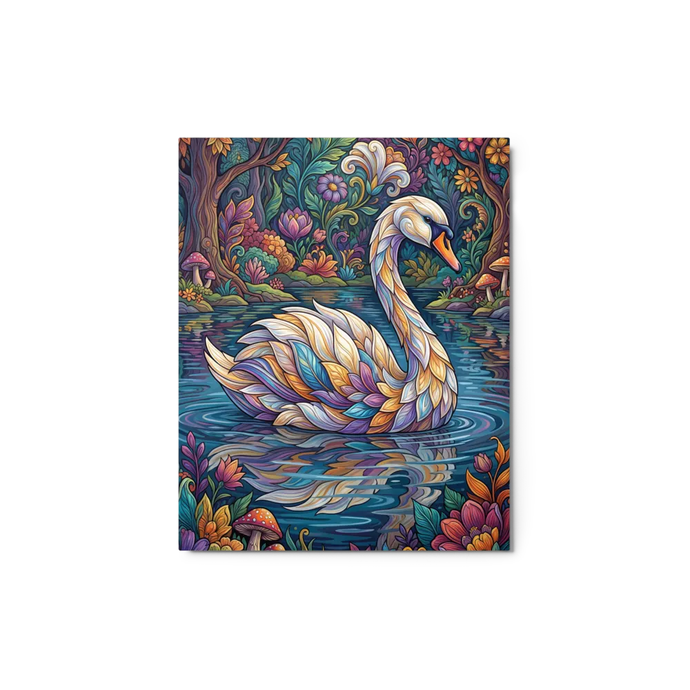 Art Nouveau Stained Glass Swan