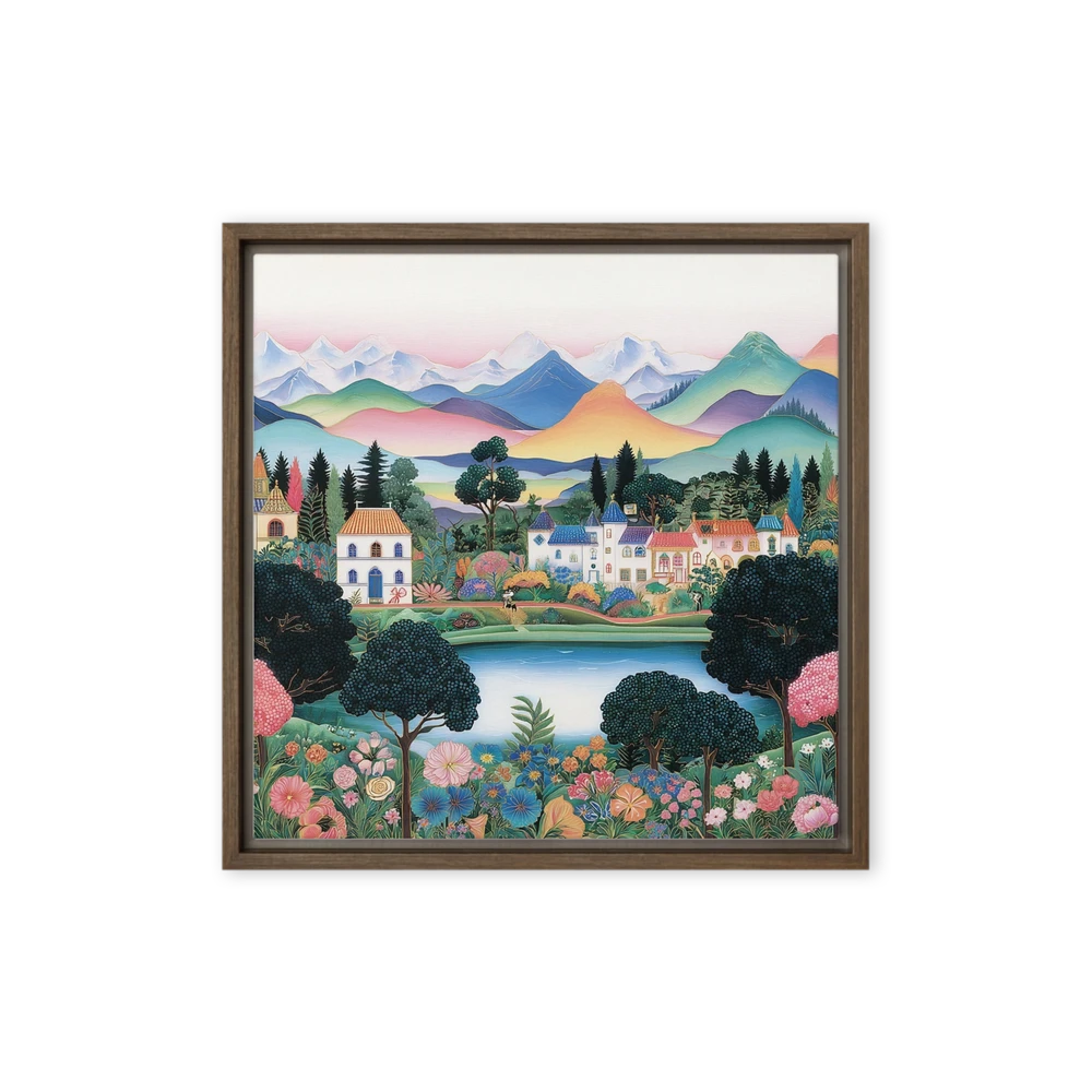 Folk Art Valley Village | Art Print