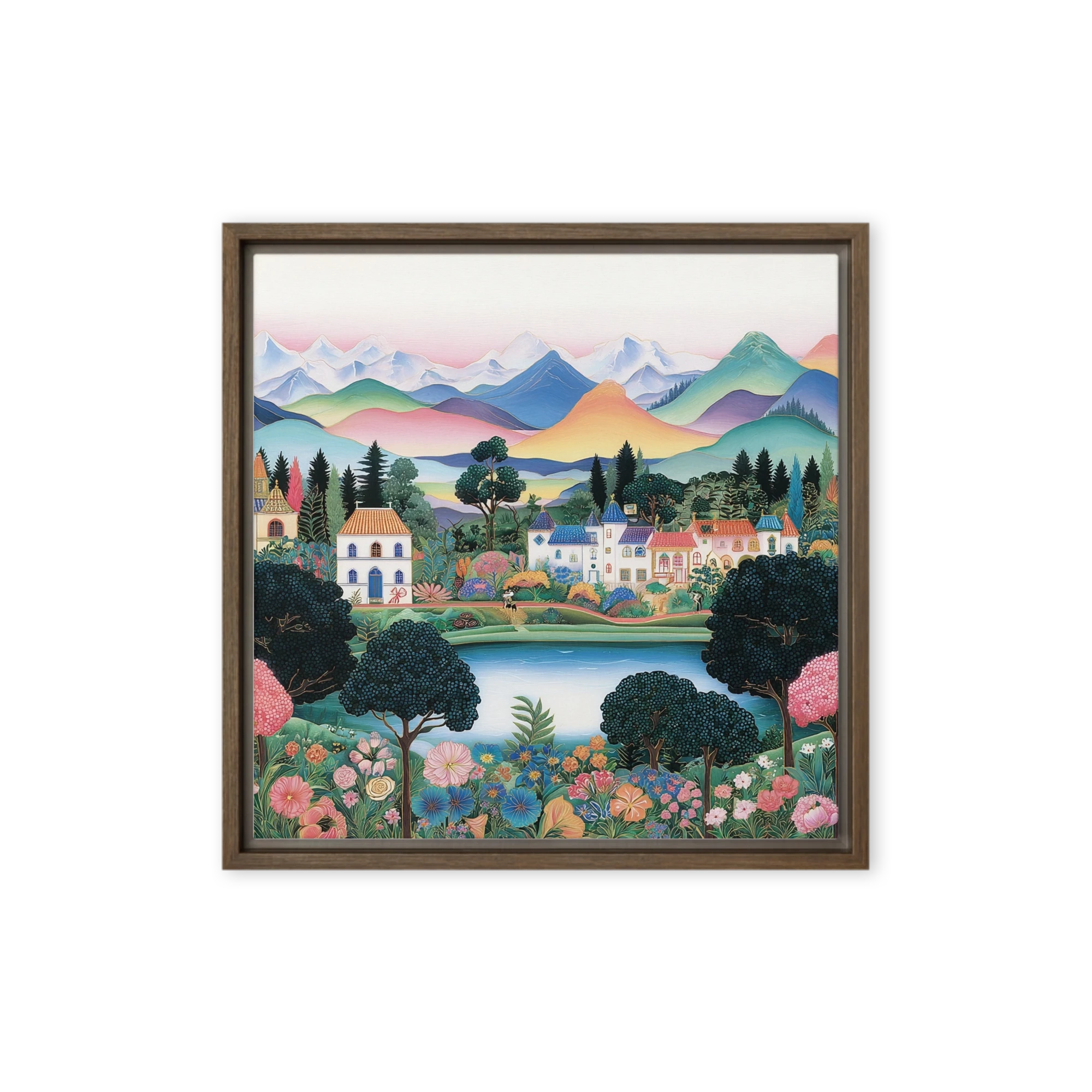 Folk Art Valley Village | Art Print