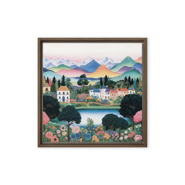 Folk Art Valley Village | Art Print
