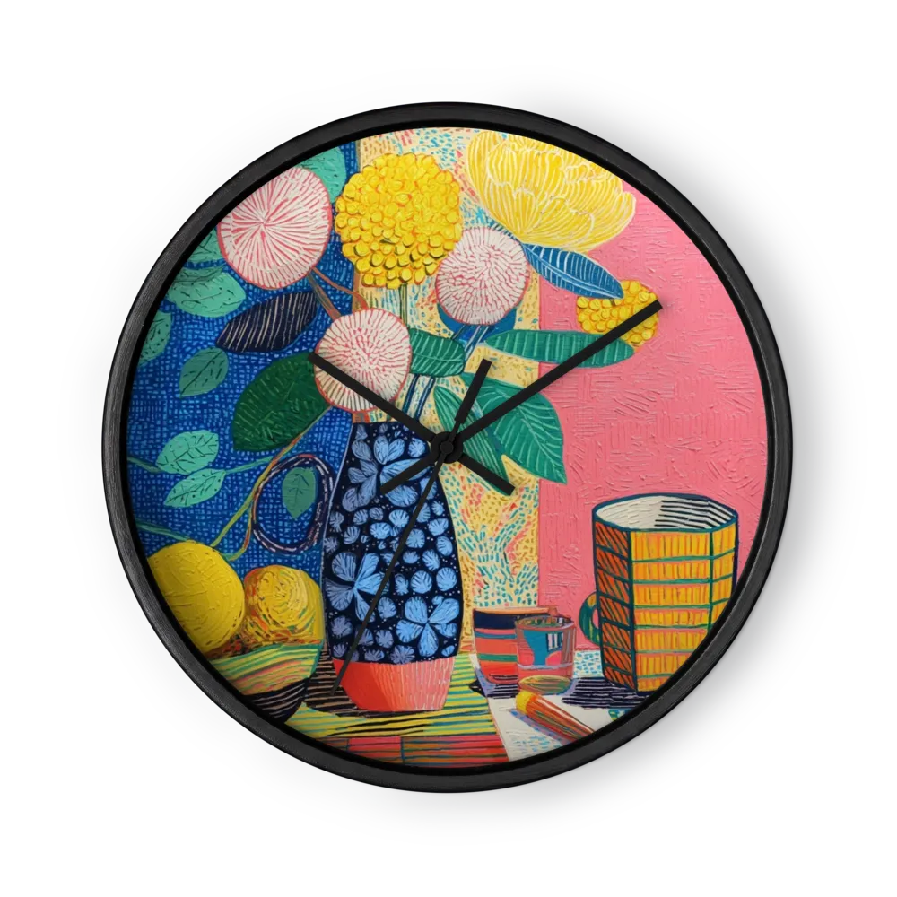 Bodegón Floral Vibrante | Reloj de pared