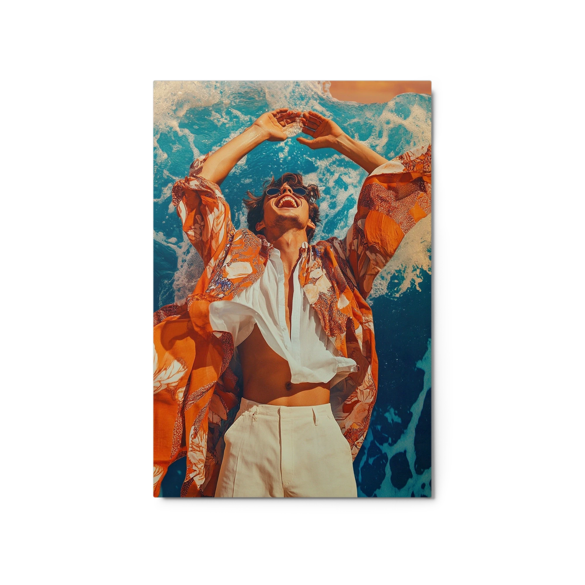 Joyful Man in Ocean Waves