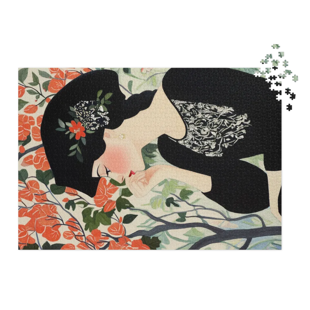Art Nouveau Floral Muse 
 Jigsaw Puzzle in Tin Box