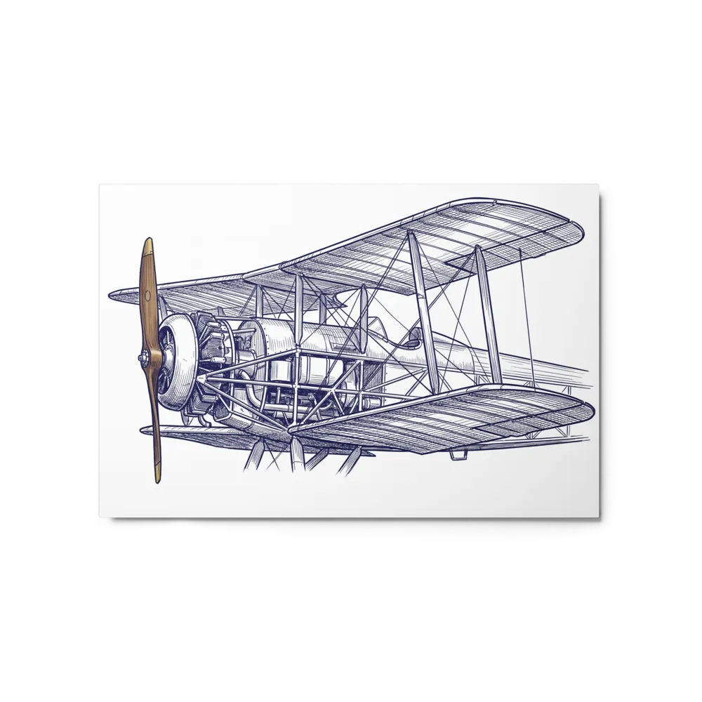 Vintage Biplane Blueprint 
 Poster with White Frame | 12″x 16″