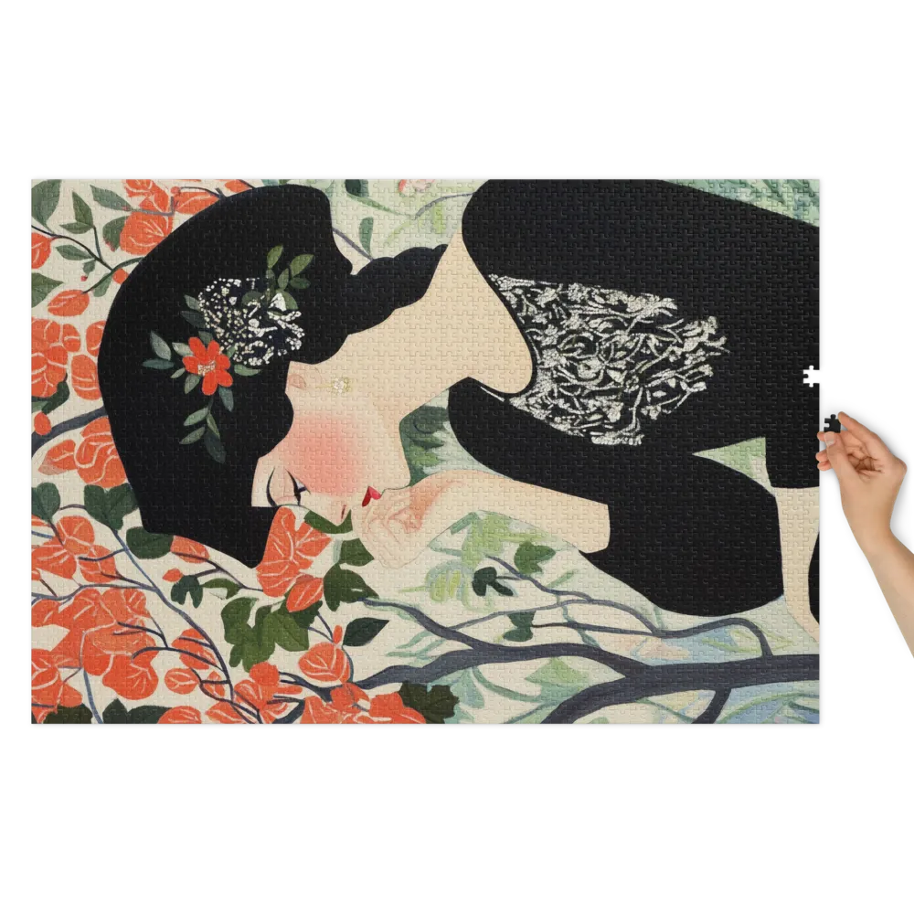 Art Nouveau Floral Muse 
 Jigsaw Puzzle in Tin Box
