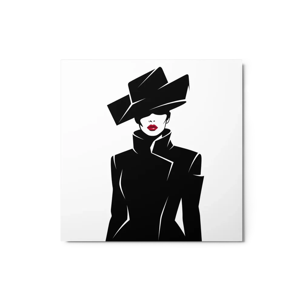 Elegant Silhouette in Black Hat | Art Print