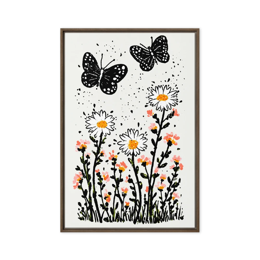 Monochrome Flight over Daisies | Art Print