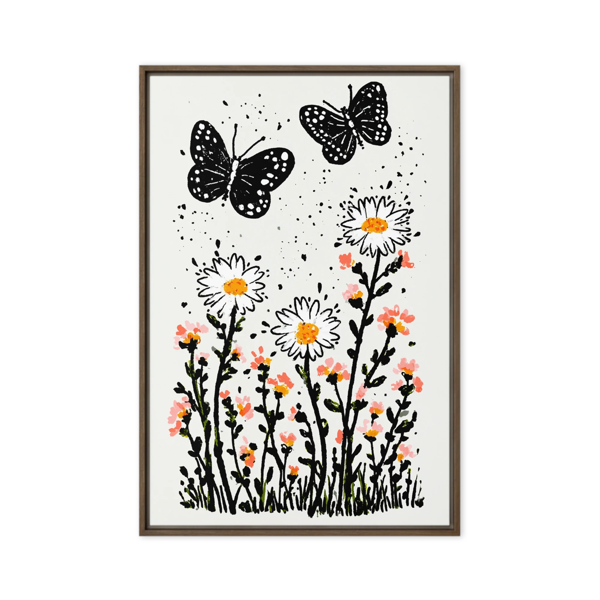 Monochrome Flight over Daisies