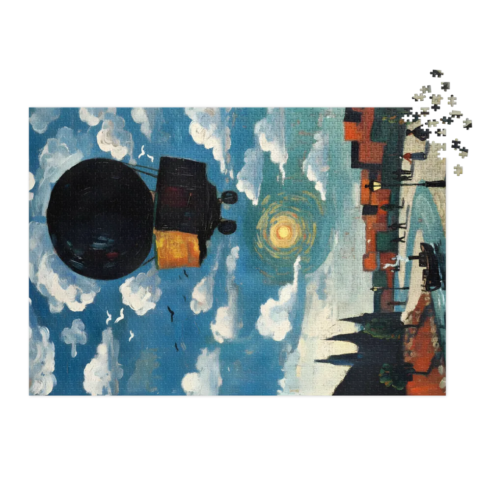 Balloon Above the River 
 Jigsaw Puzzle in Tin Box