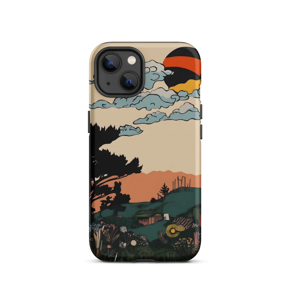 Stylized Landscape with Sunset | Phone Case