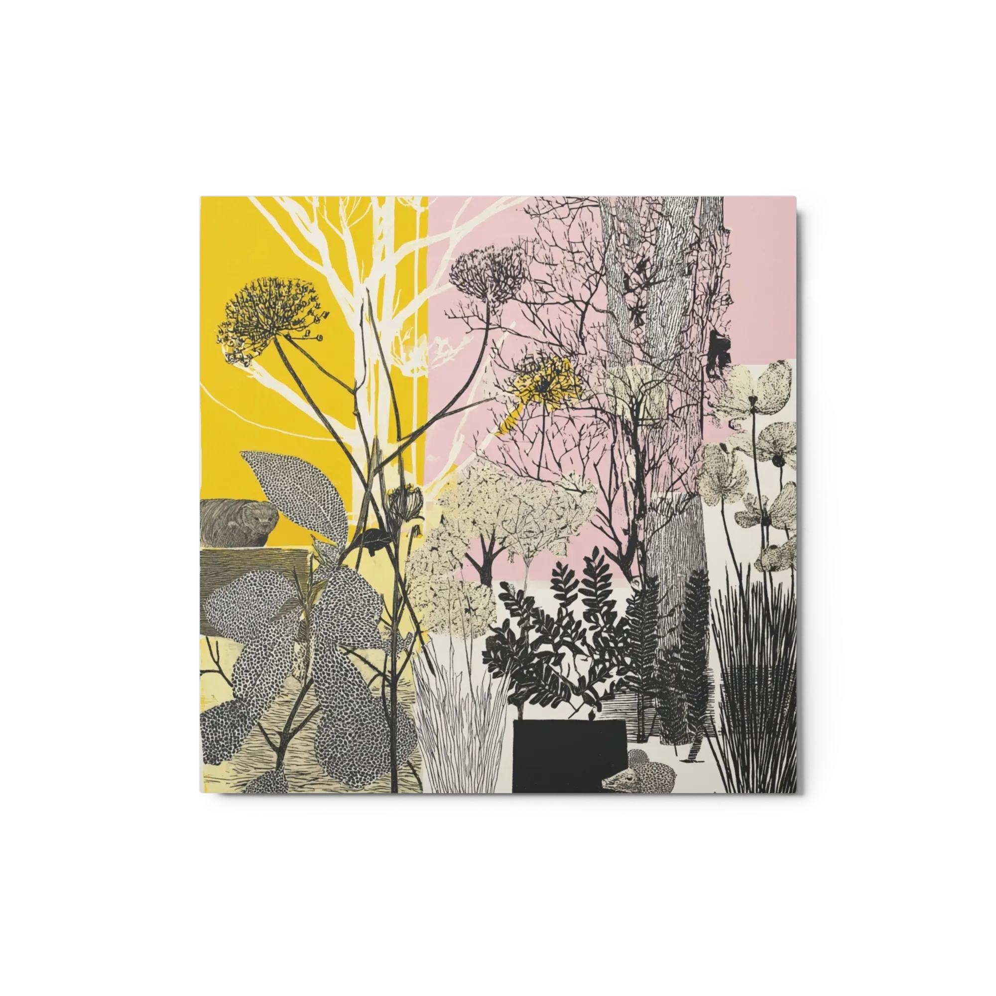 Garden Collage in Yellow and Pink